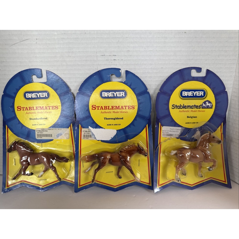 3 Nos Breyer Stablemates Horse Lot Thoroughbred Belgian Standardbred